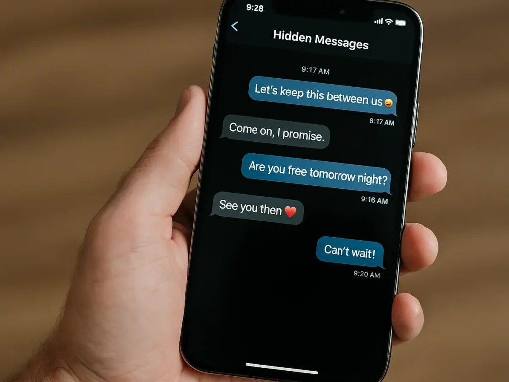 Text messages on phone of cheater